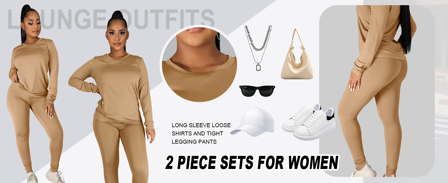 Kaximil Women's Workout Tracksuit 2 Piece Outfits Long Sleeve Top Legging Jogger Pants Set