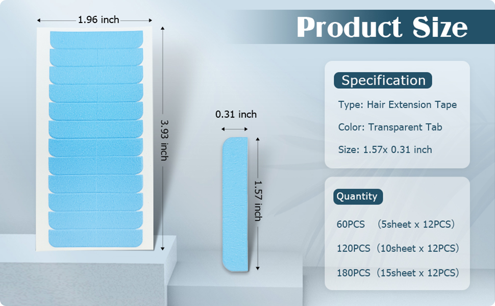 TERIFEE 60PCS Hair Extension Tape,Blue Double Sided Tape