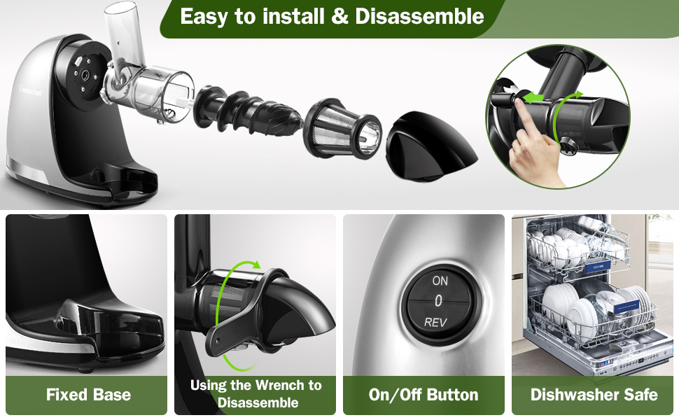 AMZCHEF Juicer Machines Cold Press Slow Juicer Masticating Juicer