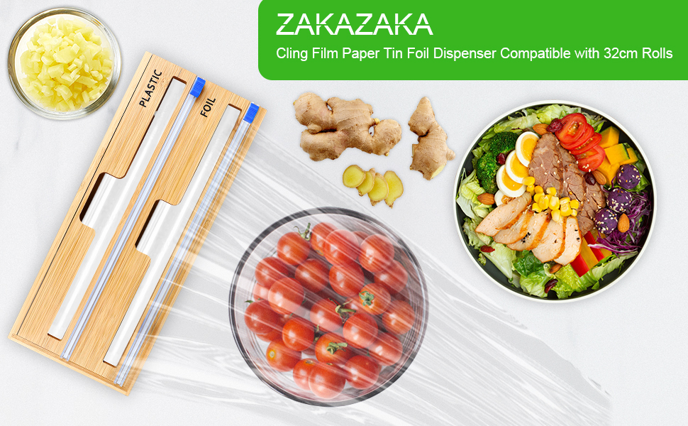 Cling Film Dispenser and Cutter, 2 in 1 Foil Dispenser Organizer