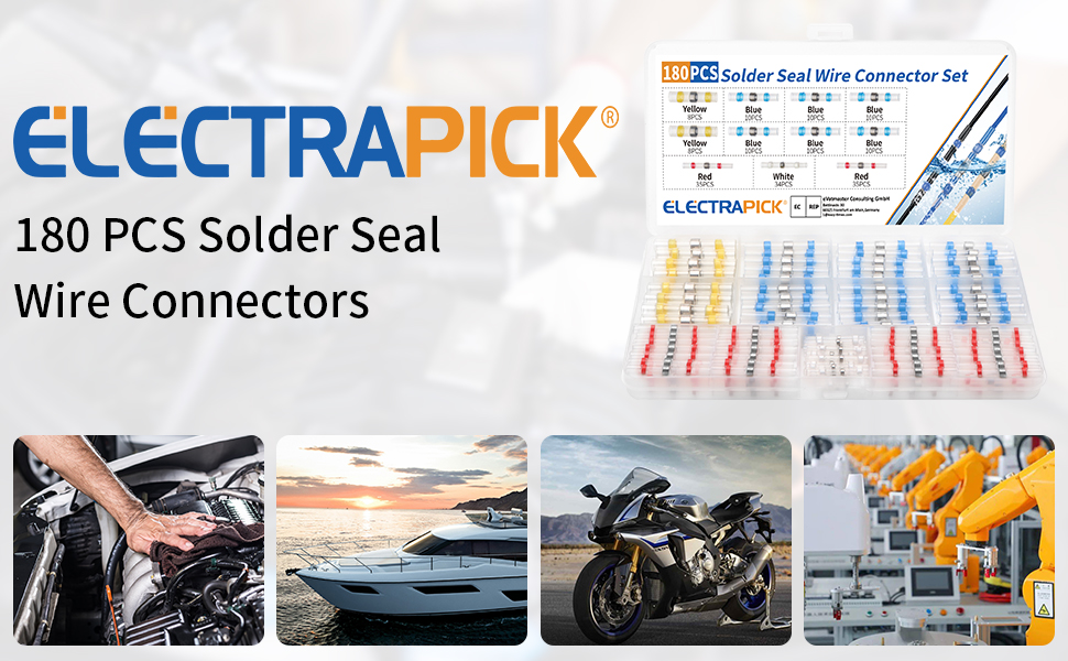ELECTRAPICK 180PCS Solder Seal Wire Connectors Kit 