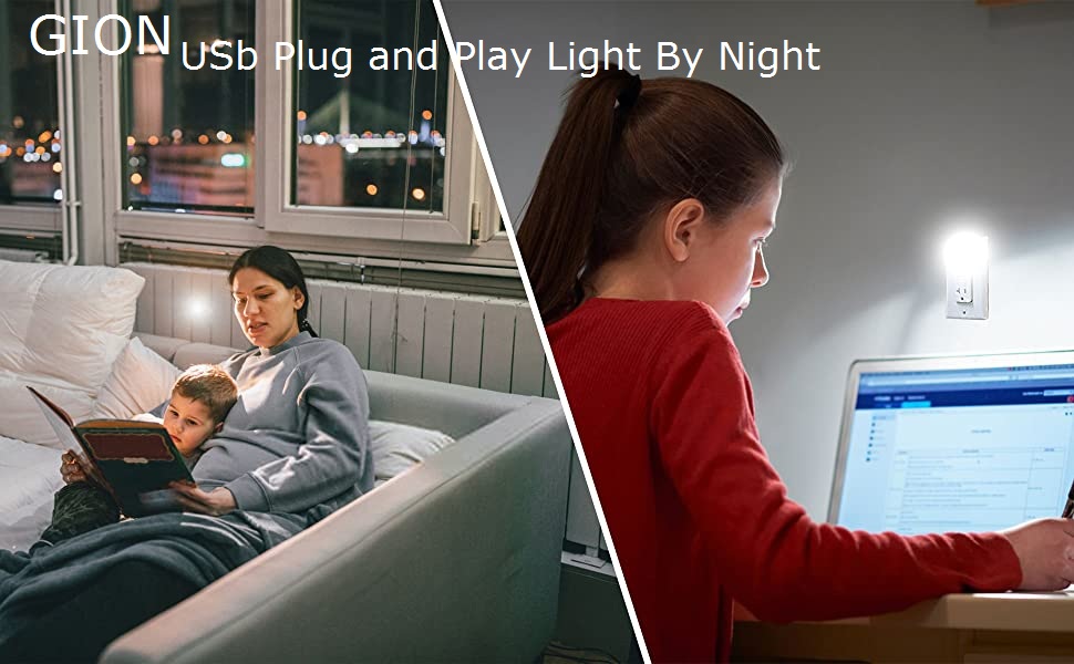 Buy GION 4Pcs USB Plug and Play Light Plug in LED Night Light Mini USB