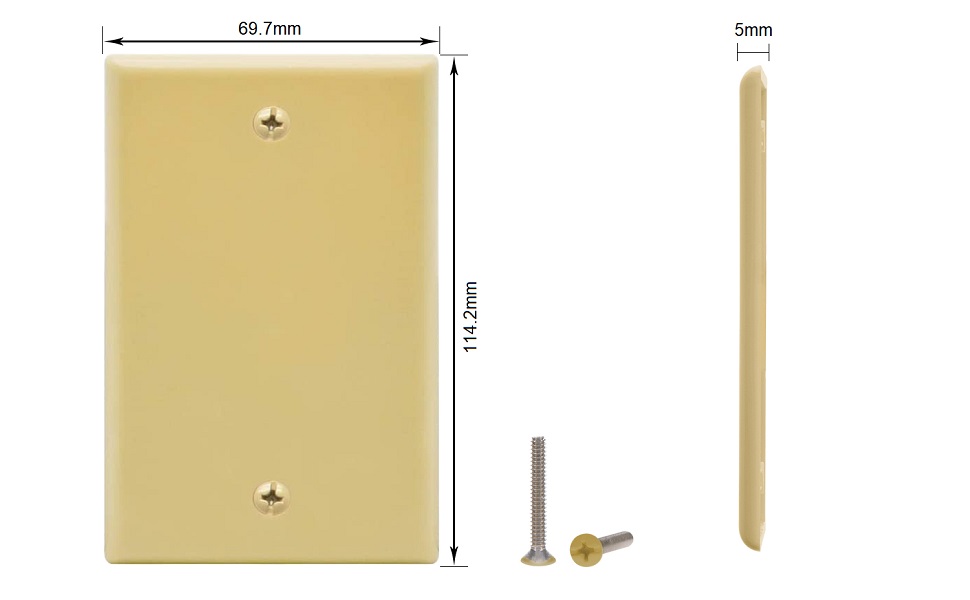 Beszin Blank Wall Plate with Smooth Face (5Pack, Ivory)