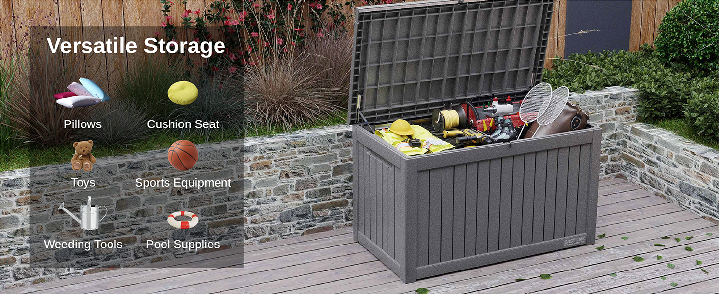 EAST OAK 230 Gallon Deck Box, Outdoor Storage Box with