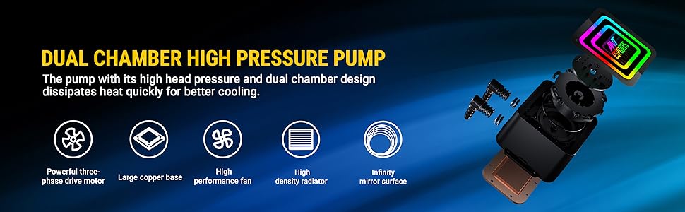 ant esports infinity 360 argb cooler dual chamber high pressure pump