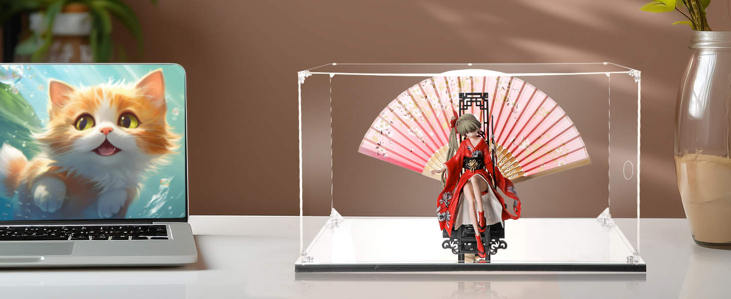 フィギュアケース 透明 開閉扉 ミラー 横長タイプ プラスチック ケース 高強度接続構造