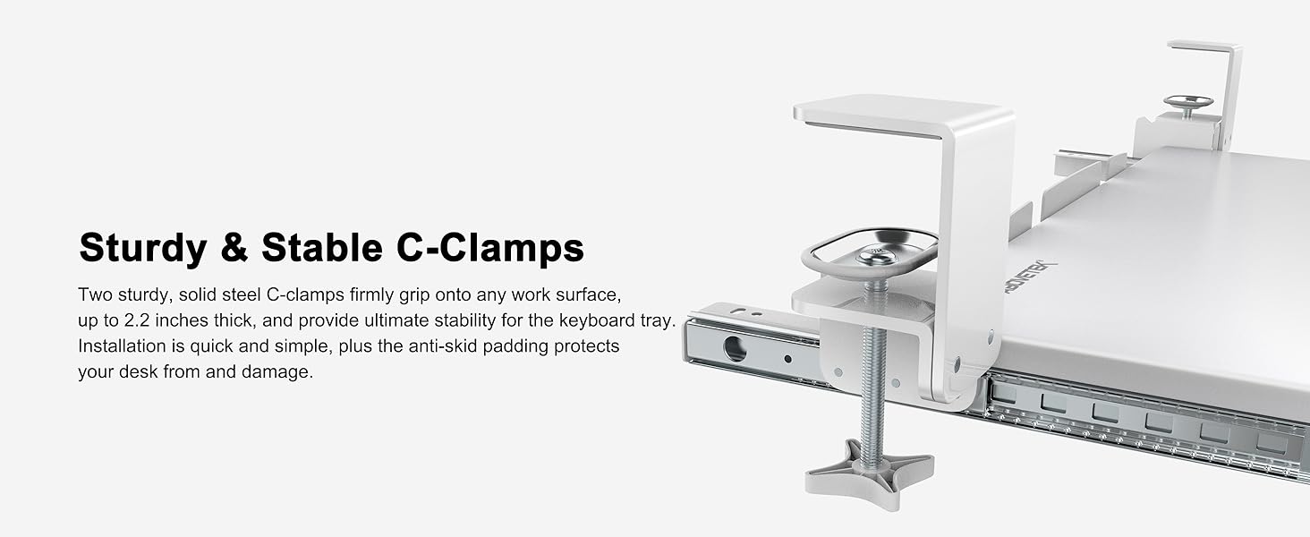 AboveTEK Large Keyboard Tray Under Desk with Wrist Rest, 26.7"×11