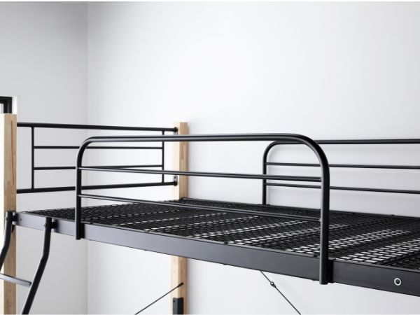 Lei　RASIK　ロフトベッド　DT-01　鉄パイプブラック 頑丈ロフトベッド/ 高さ調節OK。丈夫な極太パイプのシンプルな
