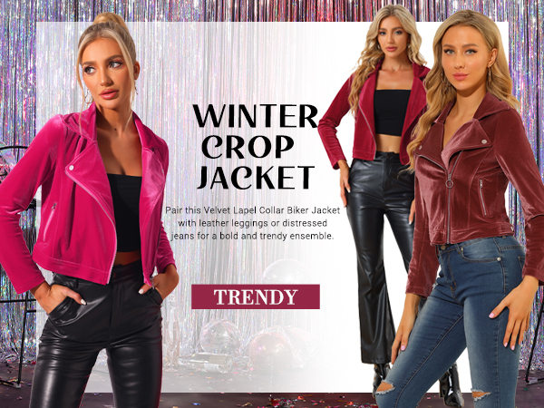 Amazon.com: Allegra K Women's Velvet Jacket Fall Crop Zip Up