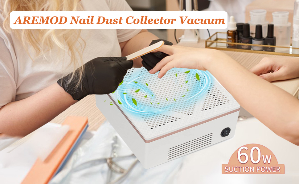 AREMOD Nail Dust Collector Vacuum, 60W High Power Nail