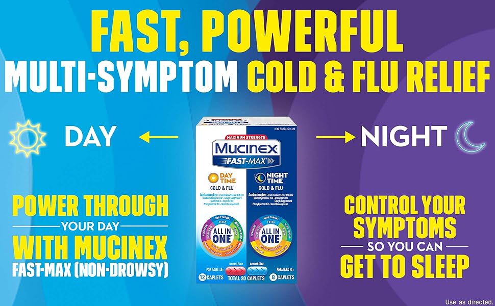 power through your day with mucinex fastmax. control your symptoms so you can get to sleep.