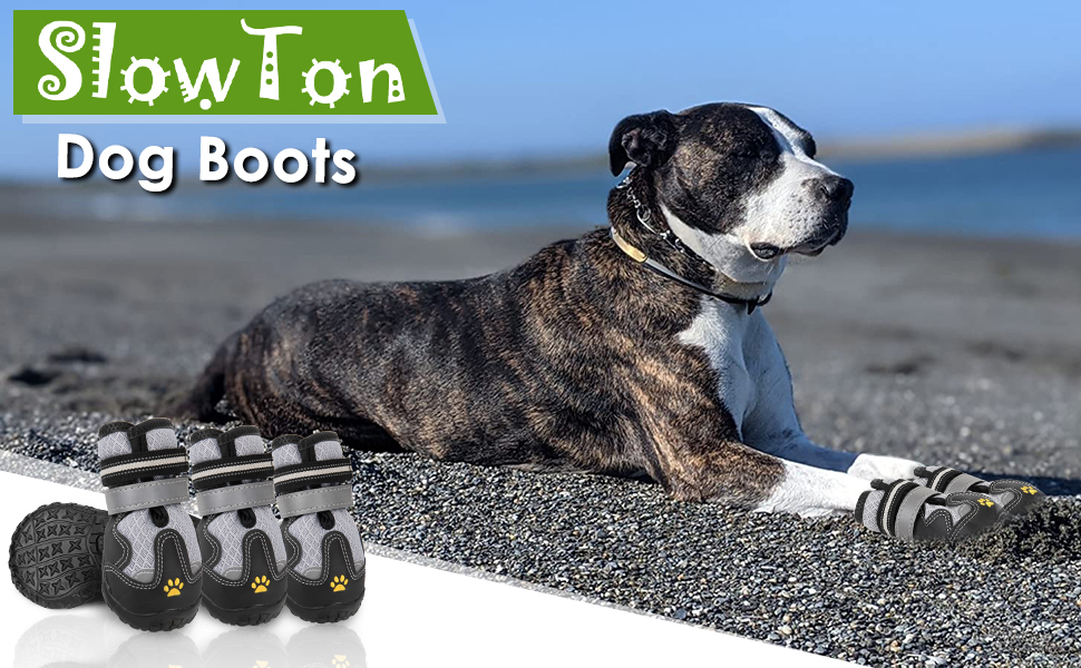 SlowTon Breathable Dog Boots, Soft Padded Dog Shoes Paw