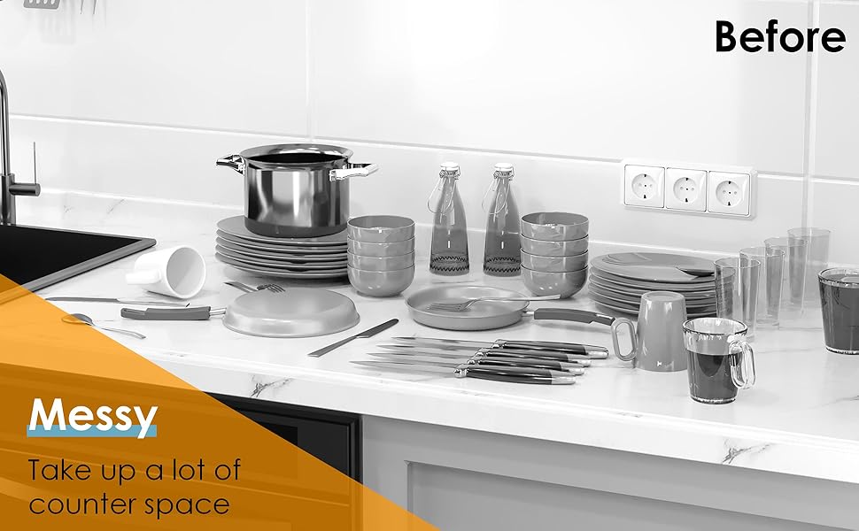 messy kitchen counter