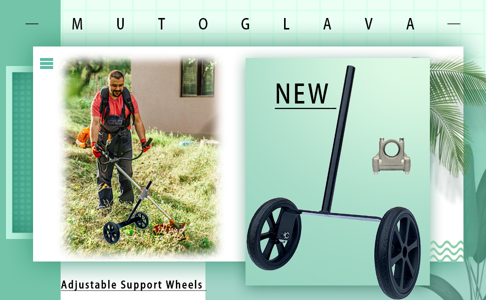 MUTOGLAVA Adjustable String Trimmer Support Wheel Attachment, 6inch Wheels Auxiliary