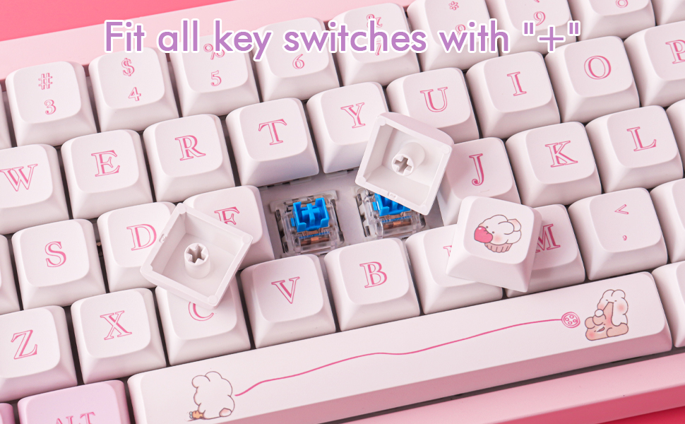 piii♡ YUNZII Cute Pink Ice Cream Custom Keycaps, 138 Keys Dye Sub PBT