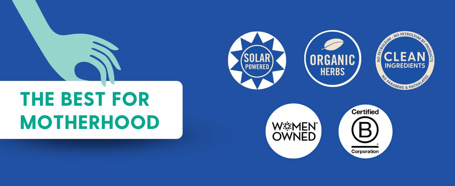 Solar-powered, Organic herbs, Clean ingredients, Women-Owned, B-Corp