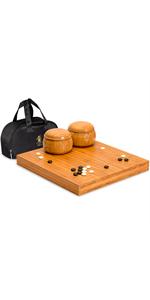  Bamboo 2-Inch Reversible 19x19 / 13x13 Go Game Set Board with 9.2mm Double Convex Yunzi Stones