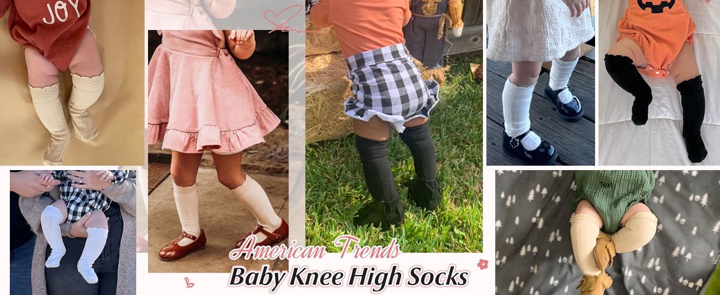 American Trends Baby Knee High Socks Ruffled Toddler Long Socks Infant Socks for Toddler