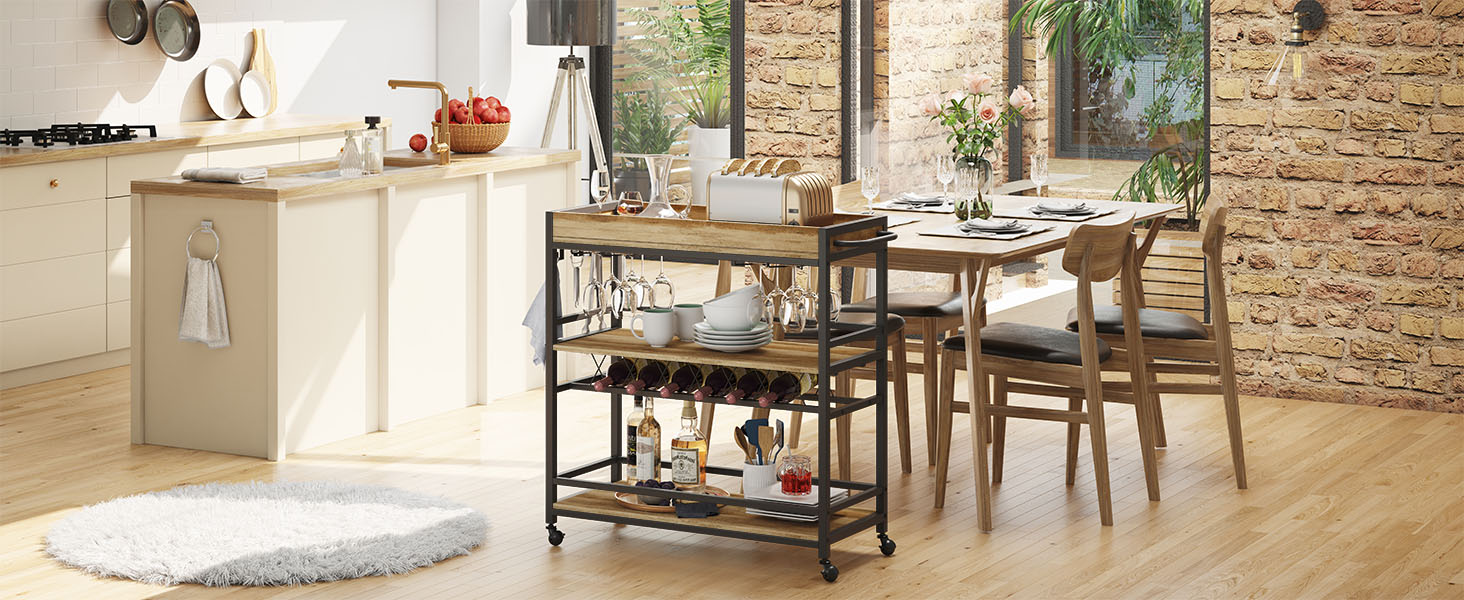 BON AUGURE Farmhouse Bar cart for kitchen