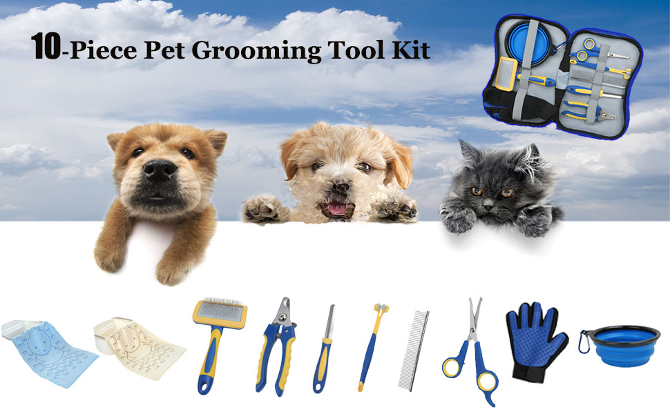 10Piece Pet Grooming Tool Kit for Dogs and Cats Includes
