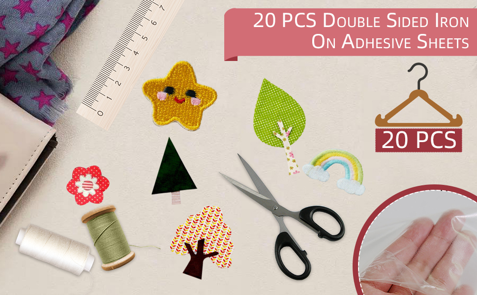 PLANTIONAL Double Sided Iron On Adhesive Sheets 20 PCS