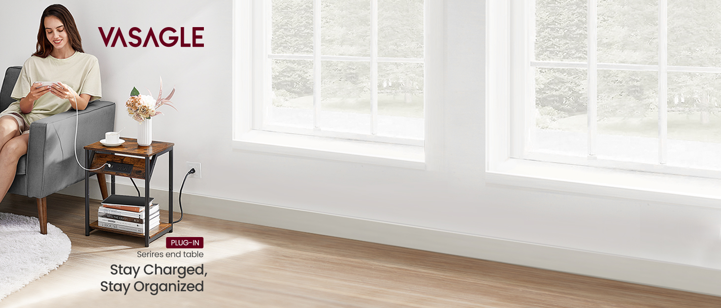 VASAGLE Round Side Table, Glass End Table with Metal Frame