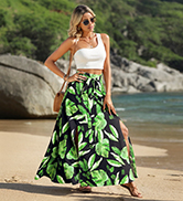 Amazon.com: Ezcosplay Women Maxi Hawaiian Floral Slit Skirt