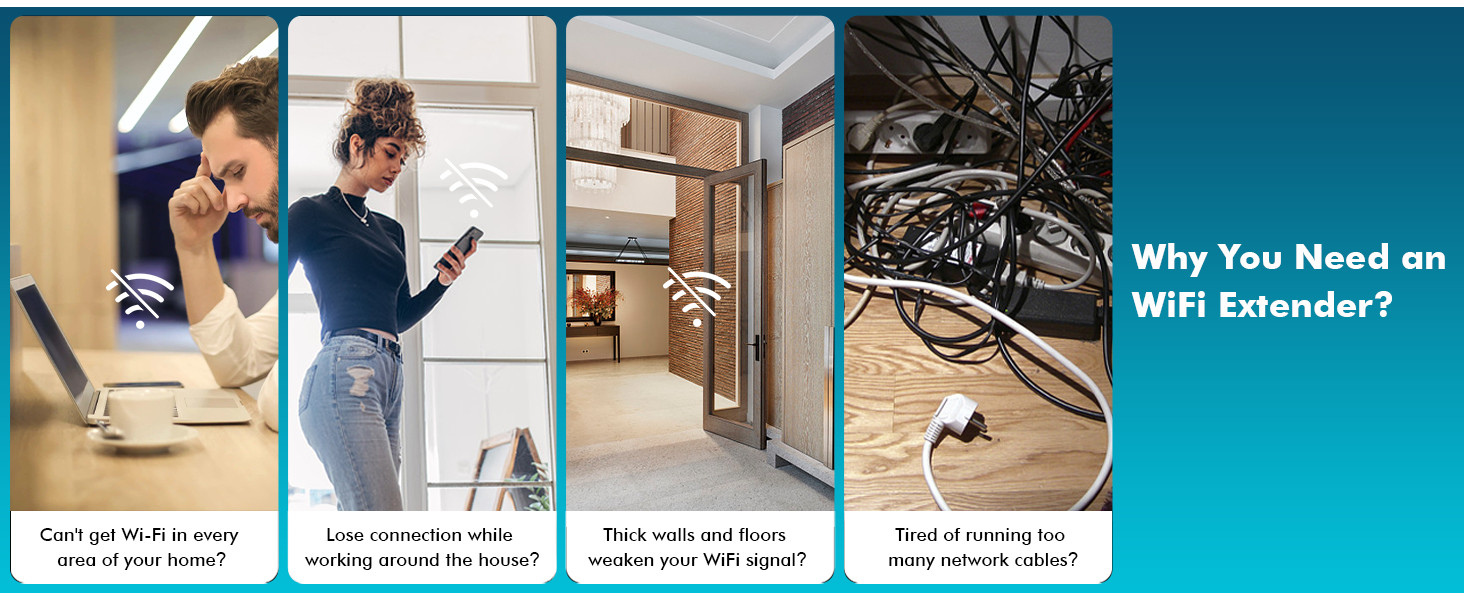 WiFi Extenders Signal Booster for Home Dual Band 1200Mbps WiFi  Booster Range Extender