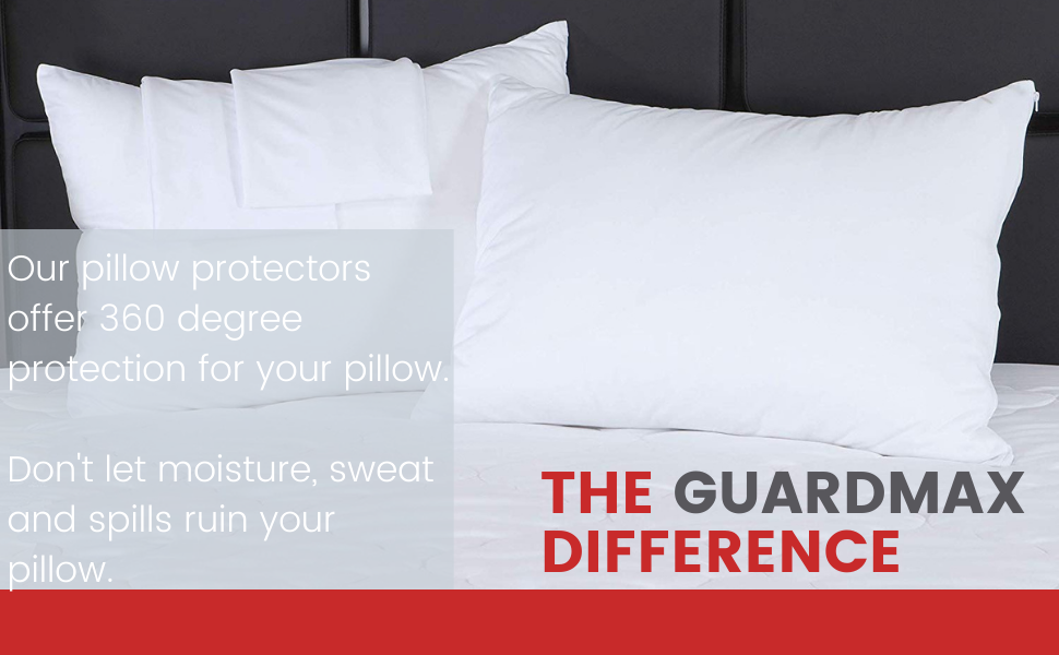 Guardmax Waterproof Pillow Protectors Zippered Pillow