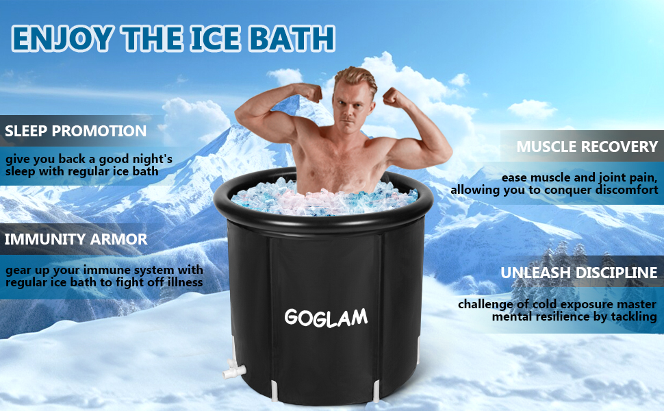 Ice Bath Tub for Athletes, 105 Gallon Cold Plunge Tub with Cover, Cold