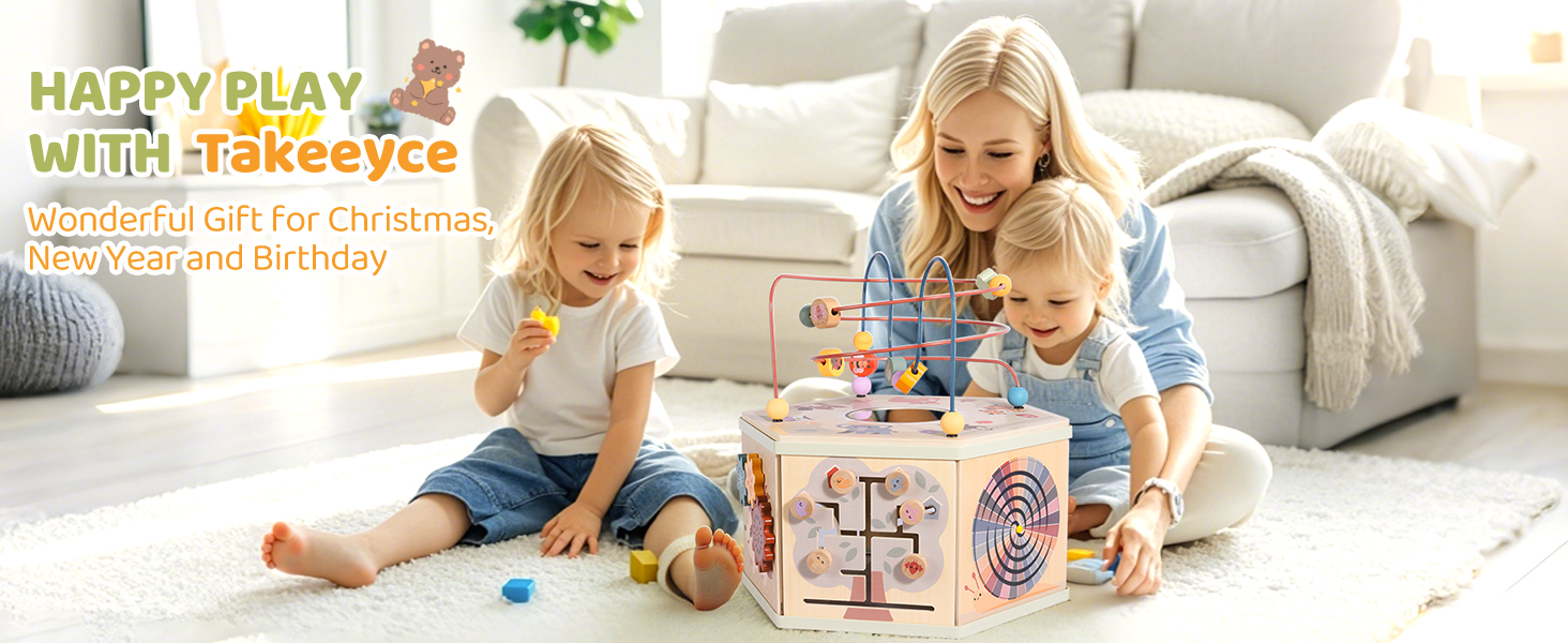 The baby activity cube will be the perfect gift for Christmas, 1st birthday, New Year, etc.