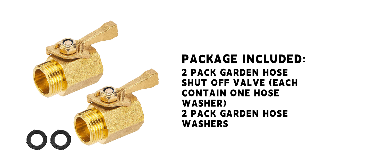 Hourleey Brass Garden Hose Shut Off Valve, 2 Pack with 2