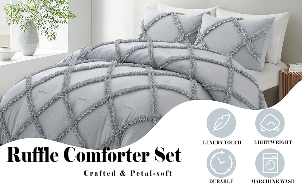 Comforter Set King Size Bedding 3 Piece Farmhouse Bedding