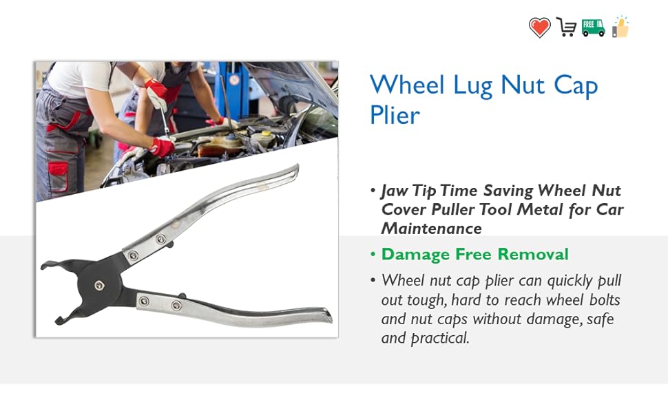 Uxsiya Wheel Lug Nut Cap Plier, Jaw Tip Time Saving Wheel Nut Cover Puller Tool Metal for Car