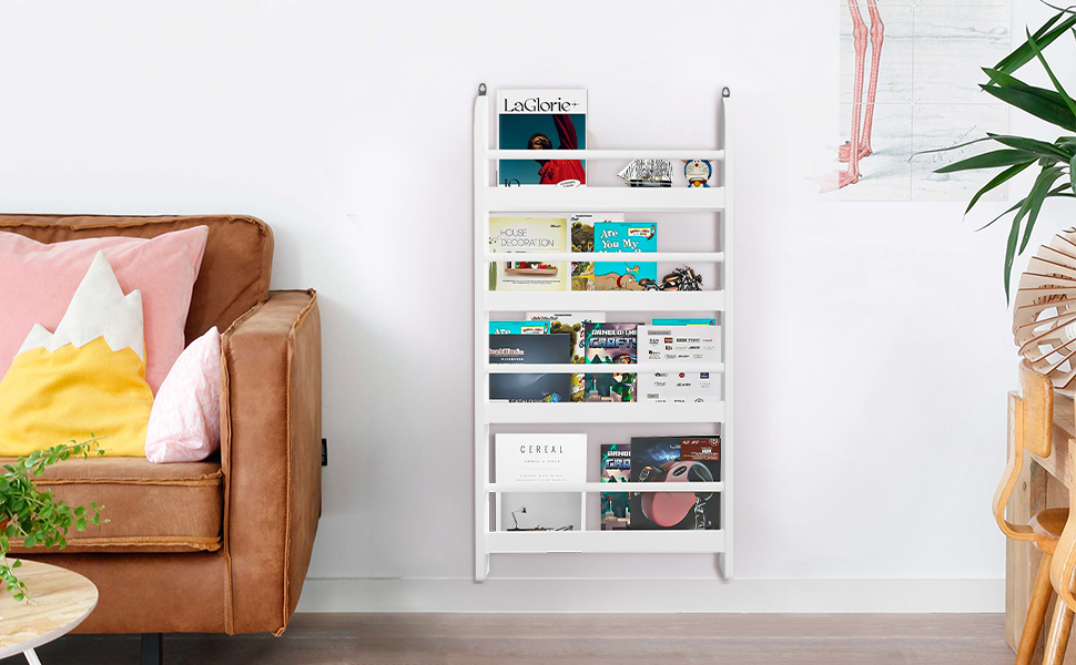 Savieva Wall Bookcase Mounted Bookshelf with 4 Tier Book Shelf Wooden