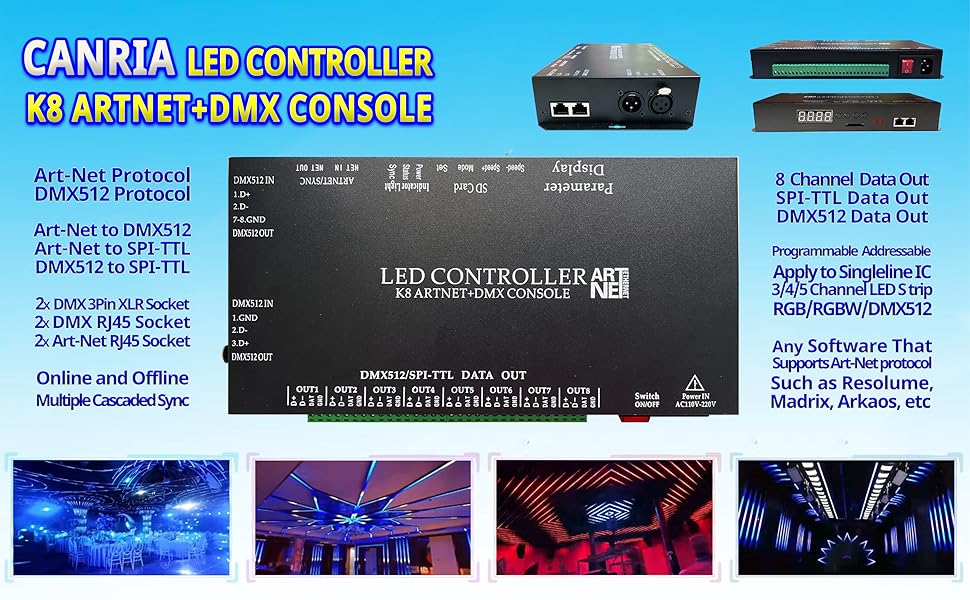 Amazon.com: CANRIA K8 ARTNET+DMX CONSOLE LED CONTROLLER, Suitable for ...