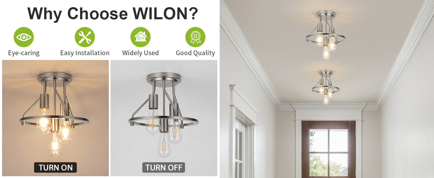 Brushed Nickel Semi Flush Mount Ceiling Light