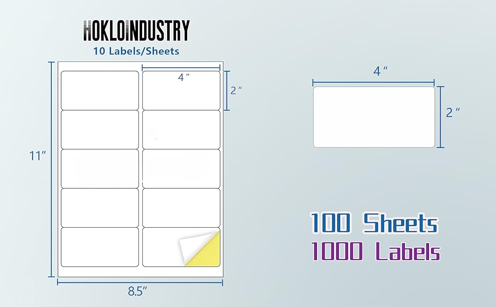 2" x 4" Mailing Labels,1000 Address Labels(100 Sheets