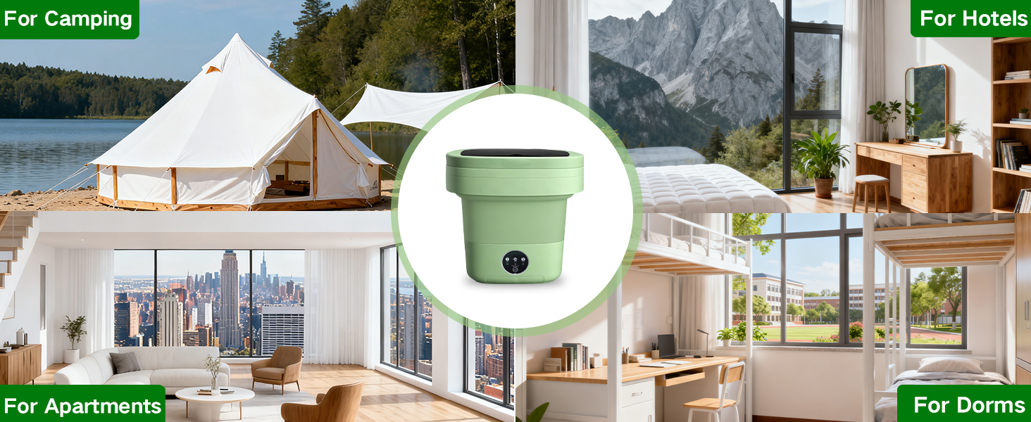 15L Portable Washing Machine, LGLRTD Small Foldable Washer with 3 Cleaning Modes for Baby Clothes, Underwear, Small Items, Mini Collapsible Laundry for Travel Apartment Home Hotel Camping (Green) 28 underwear washer