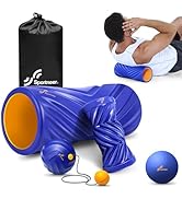 Sportneer 4 in 1 Foam Roller Set: Dual Textures Foam Roller, Foot Roller, Lacrosse Ball, Traction...