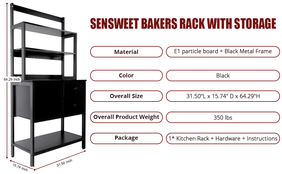 SENSWEET Baker Racks for Kitchens with Storage,5Tier Free