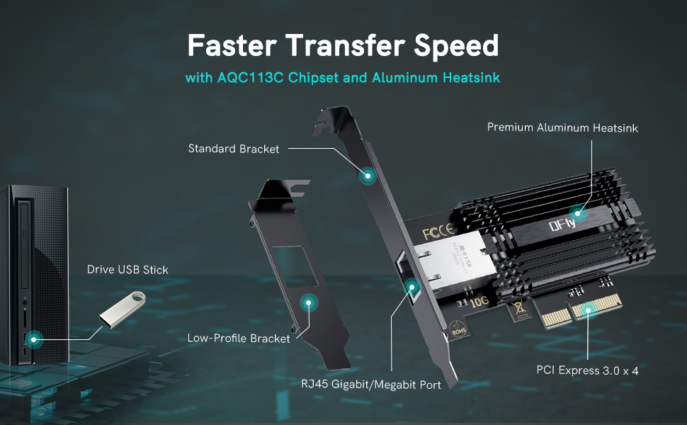 10G nic with aqc113c chipset and premium aluminum heatsink