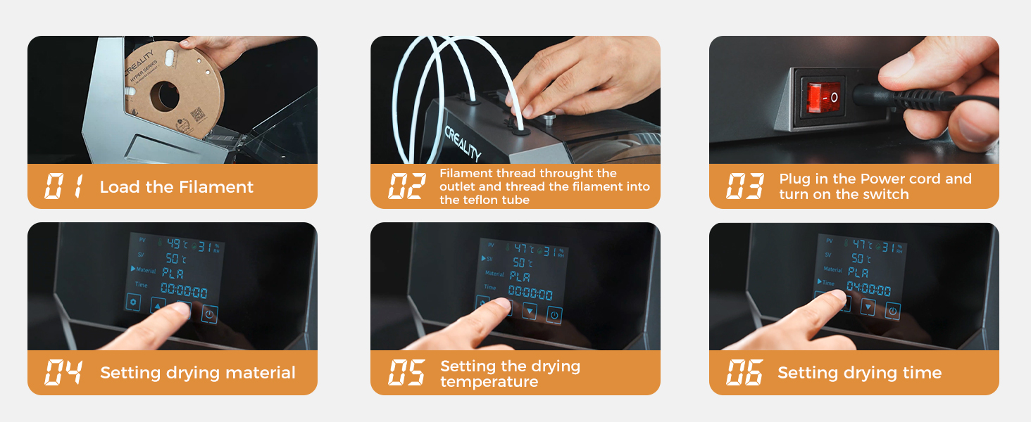 2025 New Creality Space PI Filament Dryer Plus Christmas Gifts, Dual-Spool 3D Printing Filament Dryer Box, Adjustable Temp 45℃-70℃, 360° Hot-Air & Real-Time Humidity Monitor, 12 Filament Presets 11 3d filament dryer box