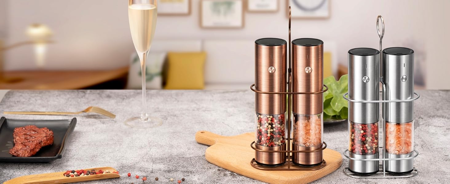 Rechargeable Electric Salt and Pepper Grinder Set with
