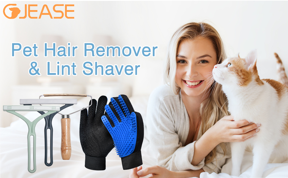 GJEASE Cat Grooming Glove Brush,Pet Hair Remover Tool,Reusable Dog Hair