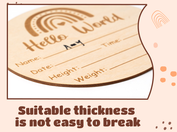 Wooden Baby Birth Announcement Sign with Marker Pen