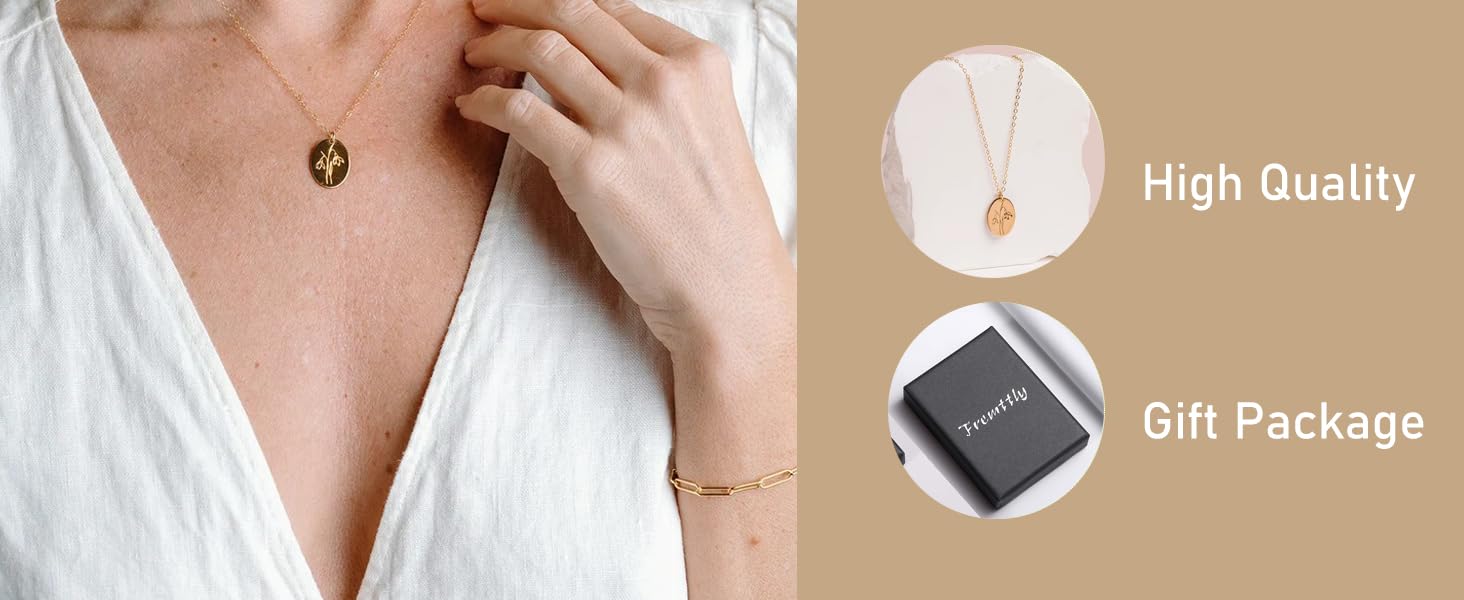 Birth Flower Disc Necklace