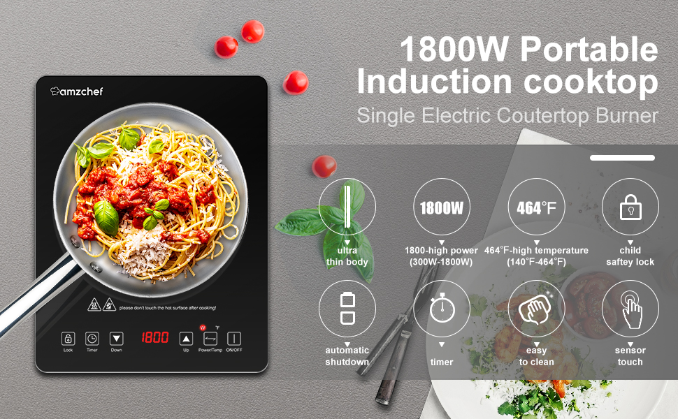 Portable Induction Cooktop 1800W Induction Stove Burner, Low Noise Hot
