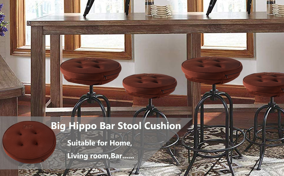 Big Hippo Bar Stool Cushions, 2 Pack Memory Foam Round Bar