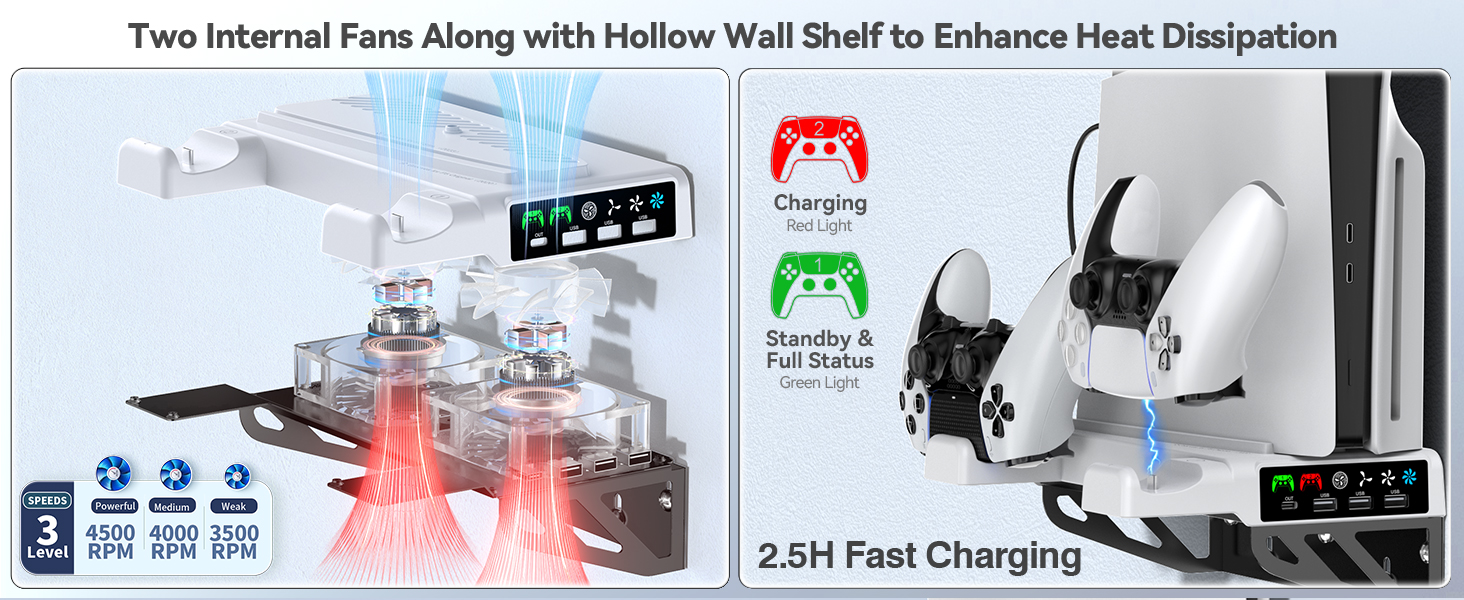 ps5 slim wall with cooling fan